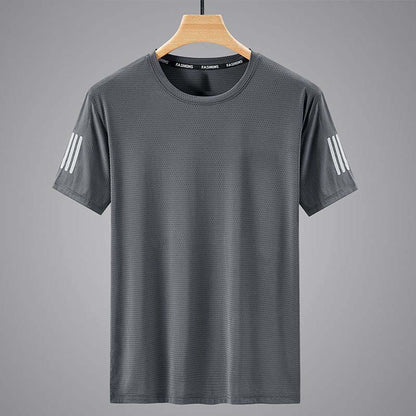 Men's Ice Silk Quick-Dry T-Shirt – Breathable Round Neck Short Sleeve Sport Top (Plus Sizes L–5XL)