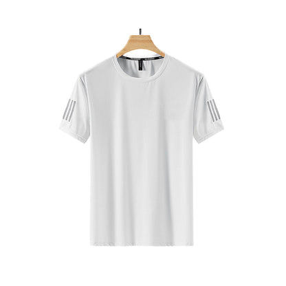Men's Ice Silk Quick-Dry T-Shirt – Breathable Round Neck Short Sleeve Sport Top (Plus Sizes L–5XL)