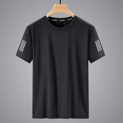 Men's Ice Silk Quick-Dry T-Shirt – Breathable Round Neck Short Sleeve Sport Top (Plus Sizes L–5XL)