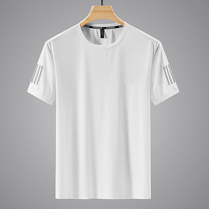 Men's Ice Silk Quick-Dry T-Shirt – Breathable Round Neck Short Sleeve Sport Top (Plus Sizes L–5XL)